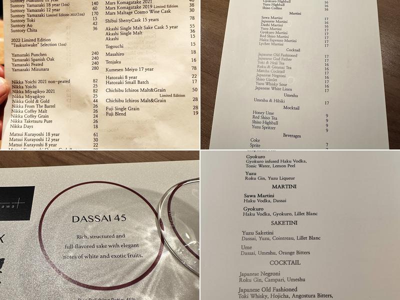 Bar sawa Menu