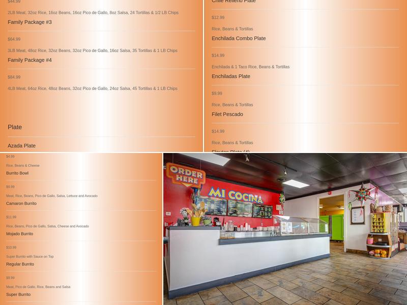 Mi Cocina Marketplace Menu