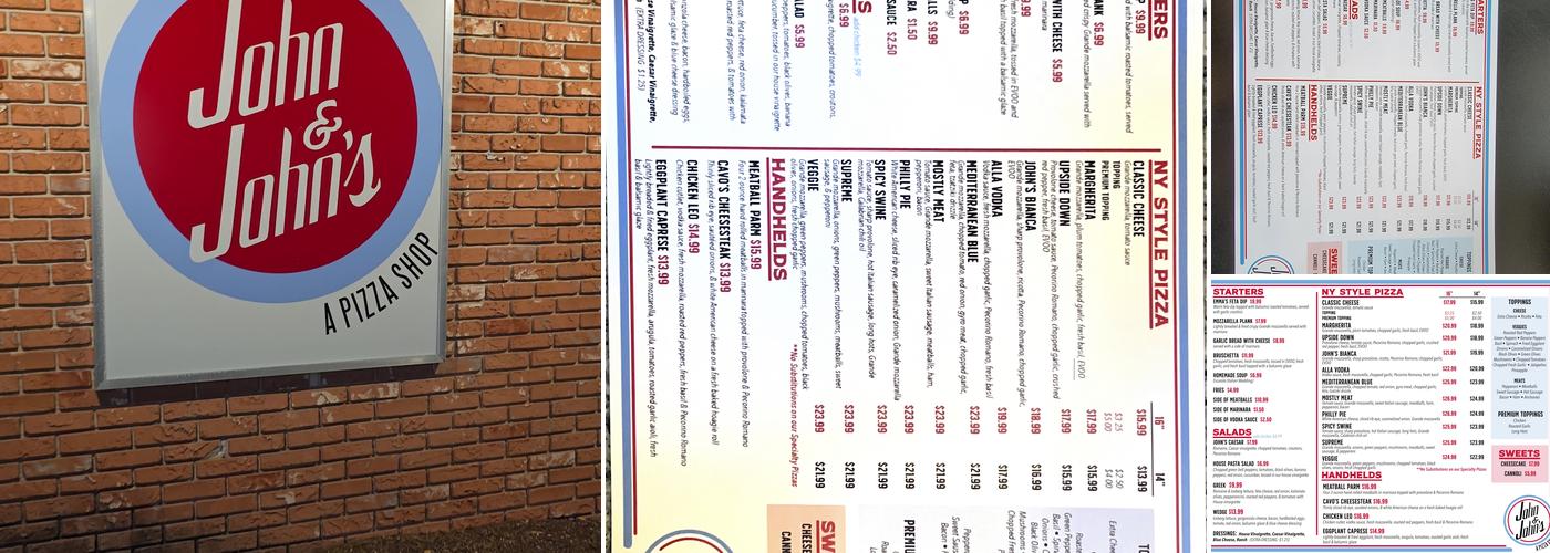 John & John’s - A Pizza Shop Menu