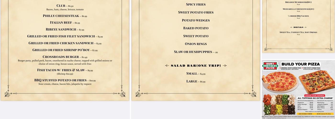 Crossroad Express Gas Station Menu