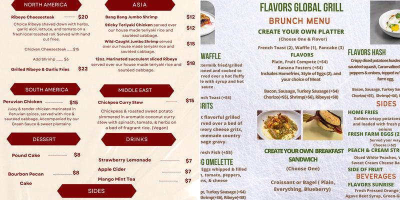 Flavors Authentic Global Grill Menu