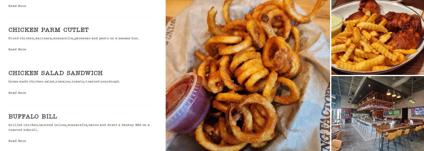 Buffalo Wing Factory Menu