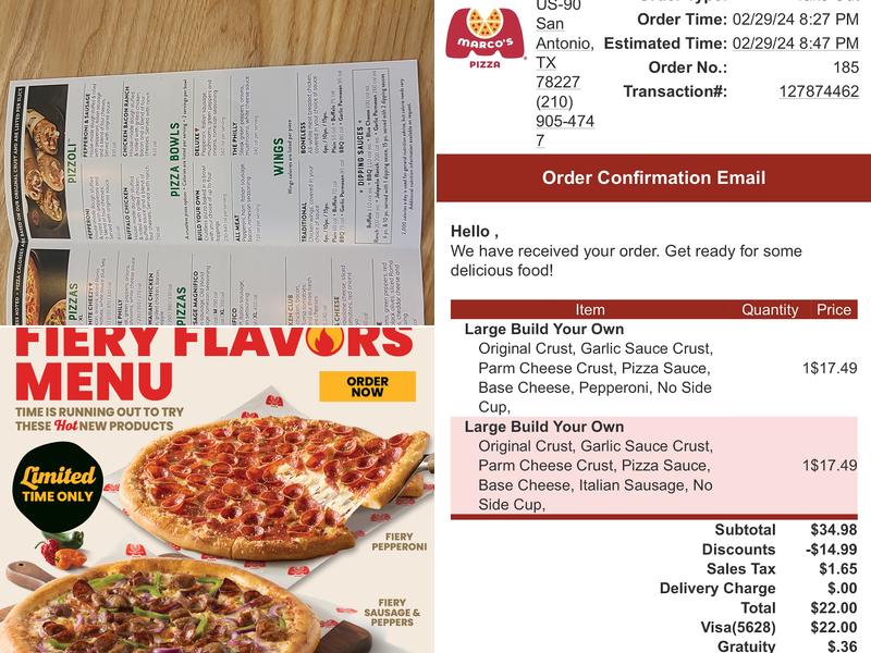 Marco's Pizza Menu