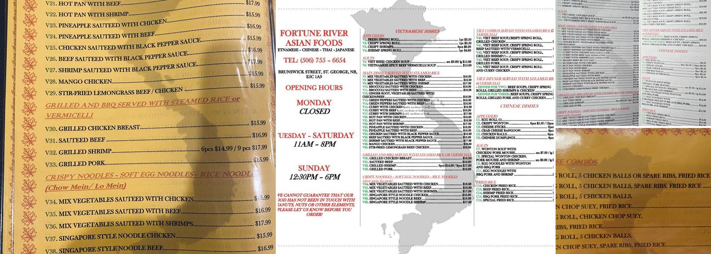 Fortune River Menu