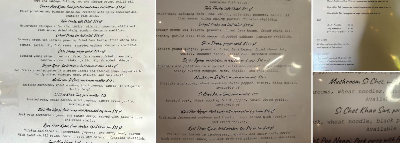 Rangoon Bistro Menu