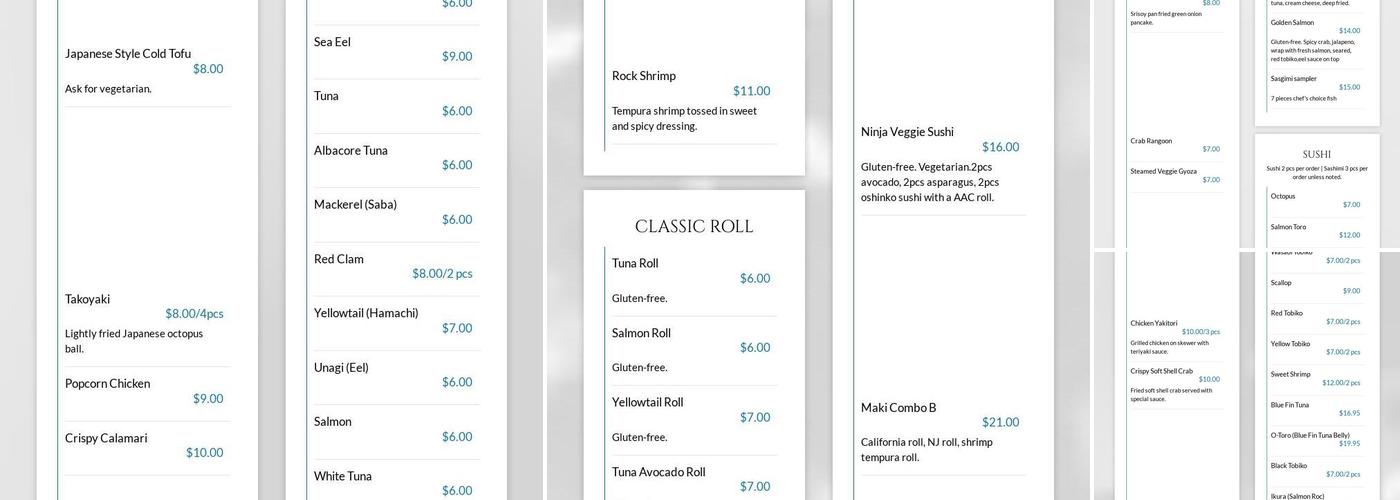 Ninja Sushi Ramen Menu