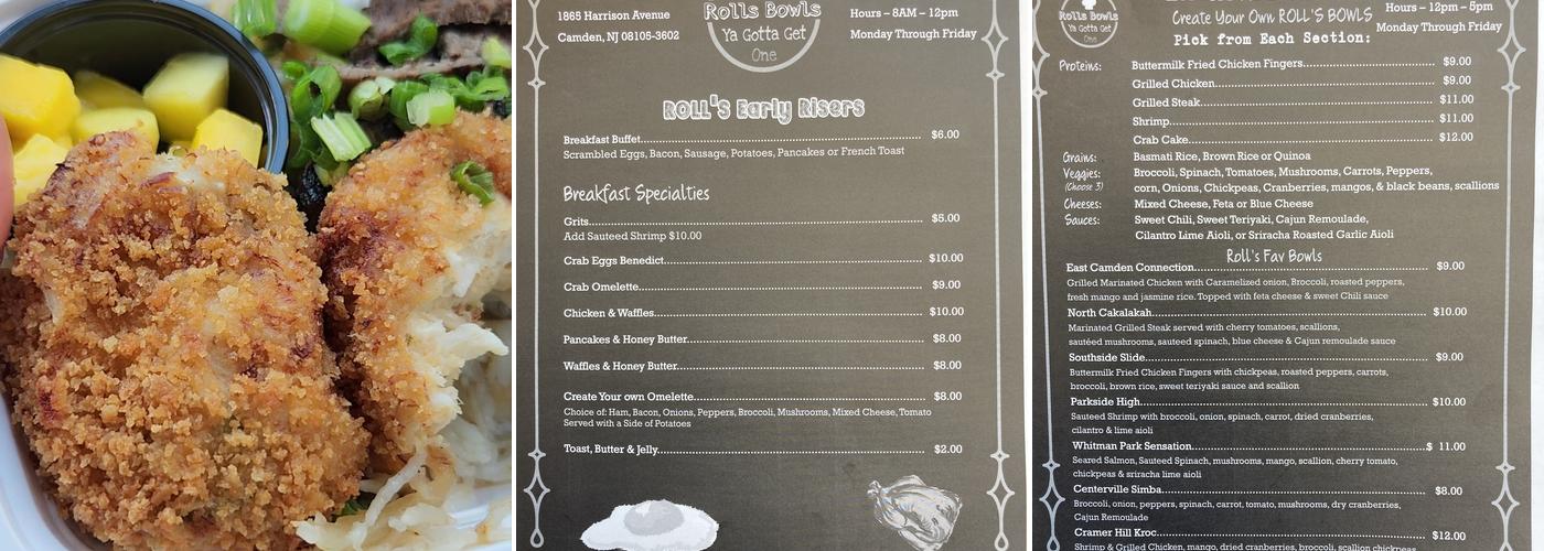 Rolls Bowls Menu