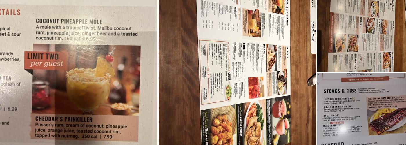 Cheddar's Scratch Kitchen Menu