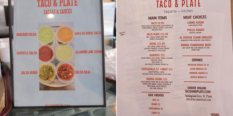 Taco & Plate Menu