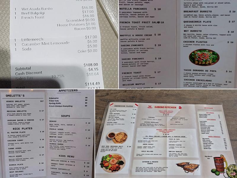 Sabino Kitchen Menu