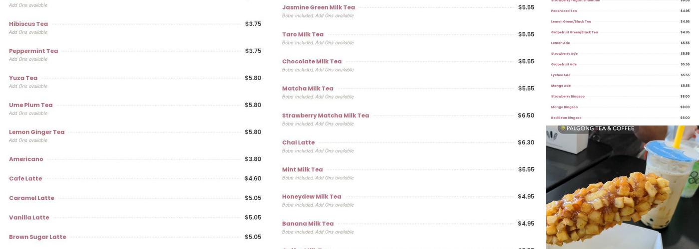 Palgong Tea Ann Arbor Menu