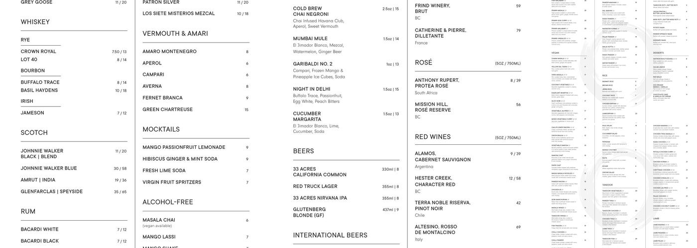 Karma Indian Bistro Menu