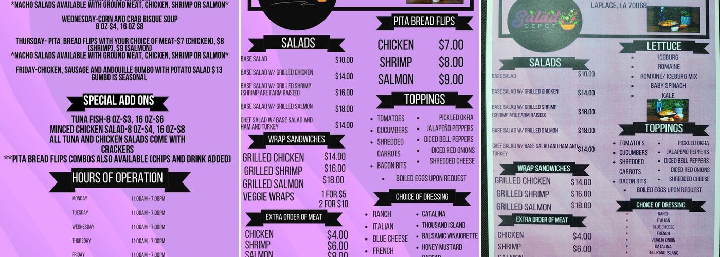 Salad Depot Menu