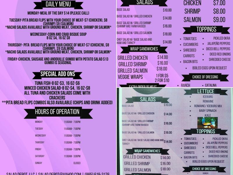 Salad Depot Menu