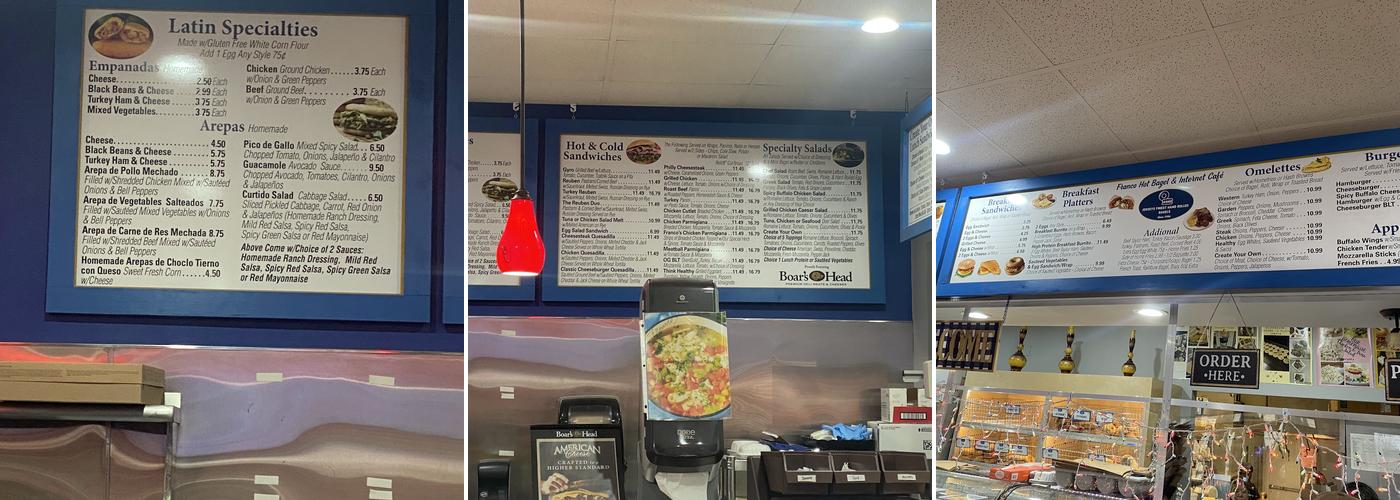 Franco Hot Bagels & Internet Cafe Menu