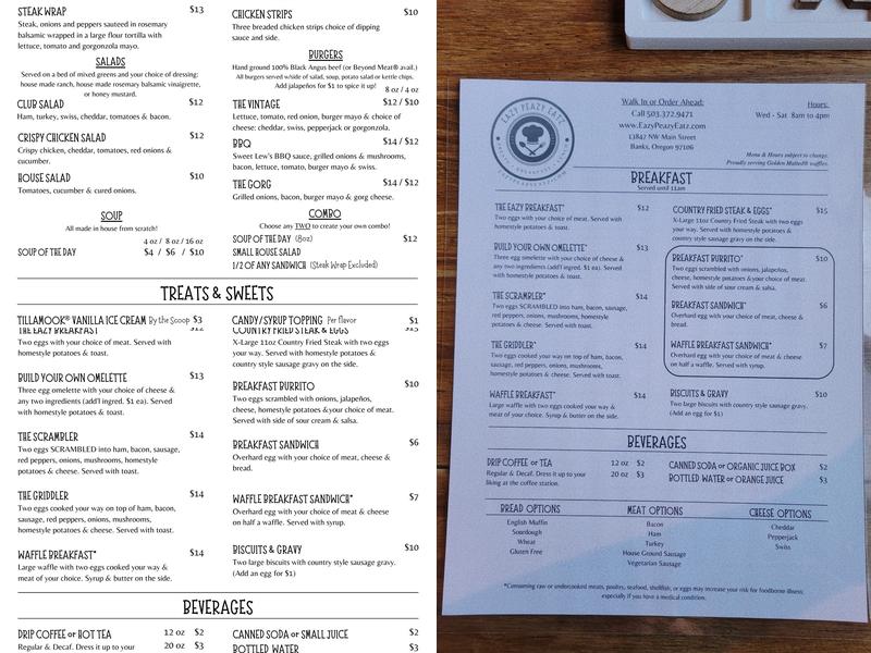 Eazy Peazy Eatz Menu