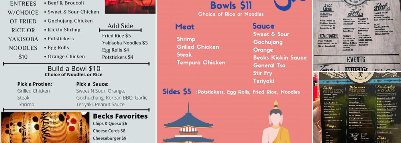 Becks Burger Co. Menu