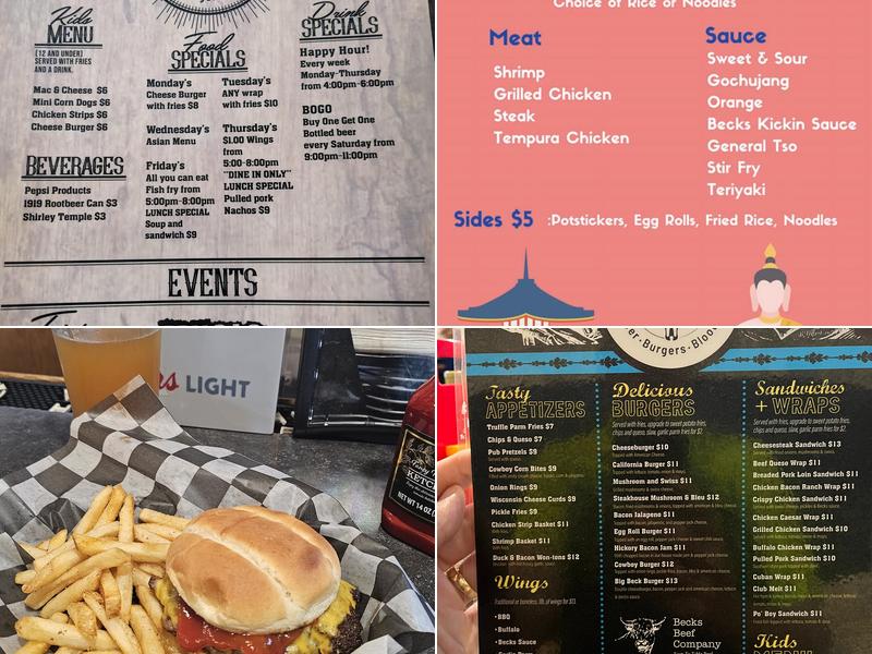 Becks Burger Co. Menu