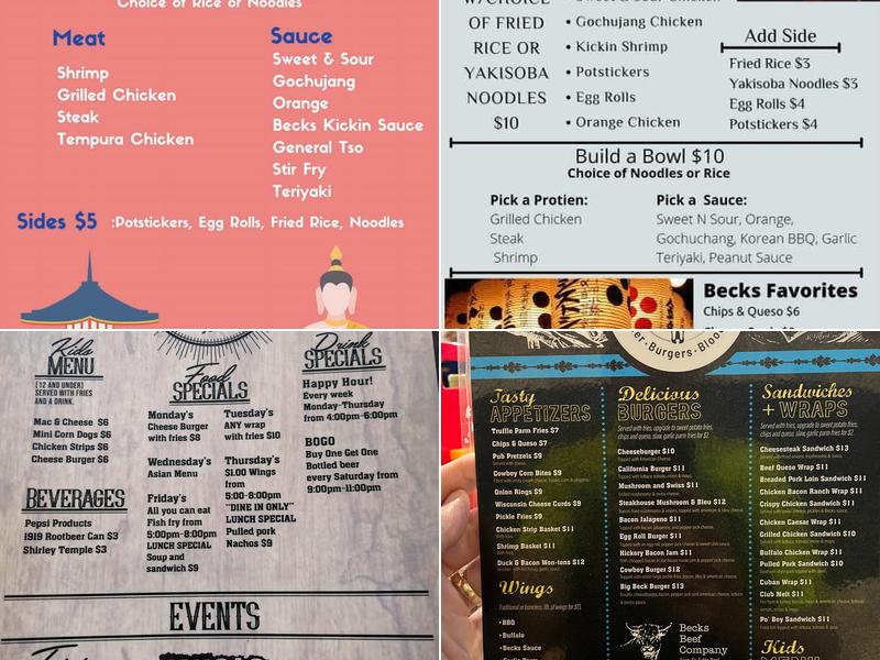Becks Burger Co. Menu