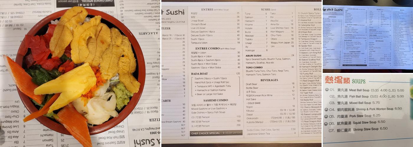 Bada Sushi Menu