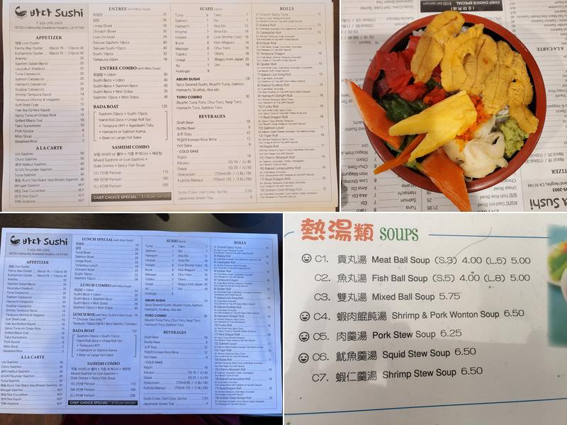 Bada Sushi Menu