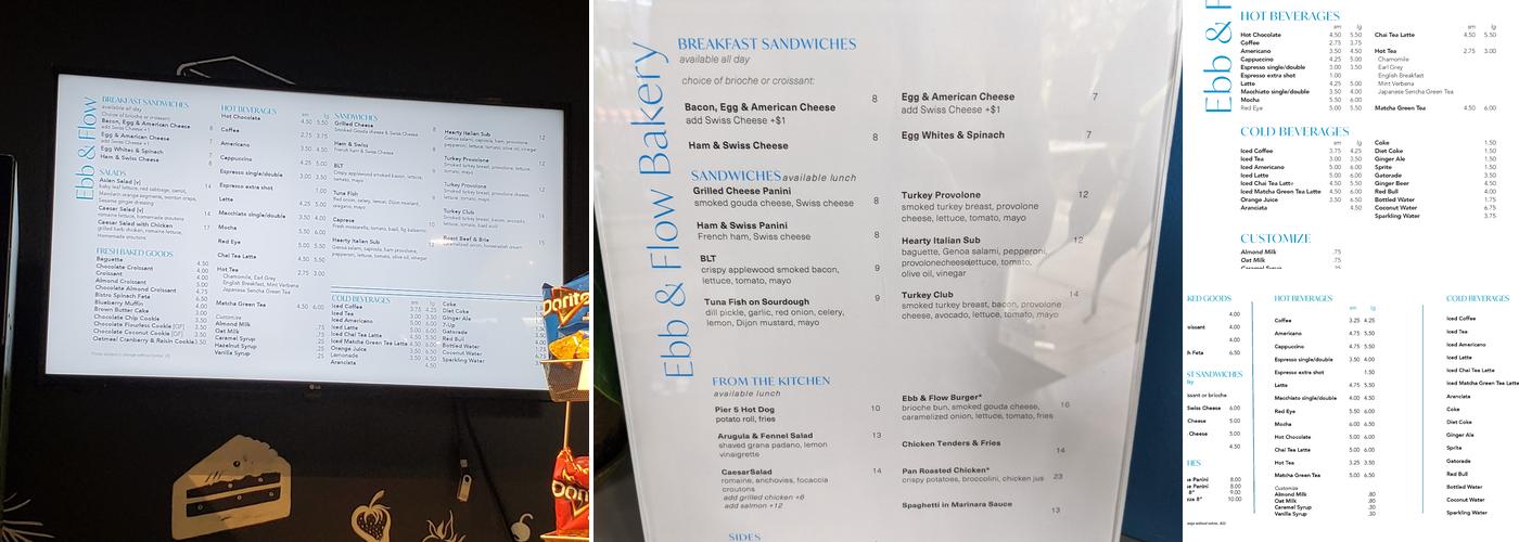 Ebb & Flow Bakery Menu