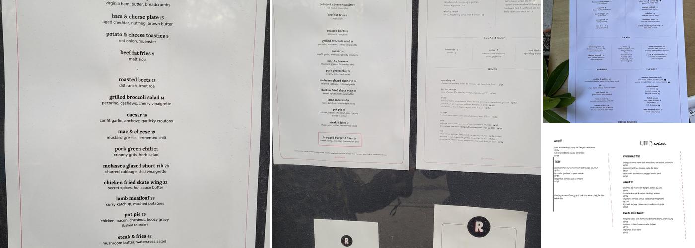 Ruthie's Menu