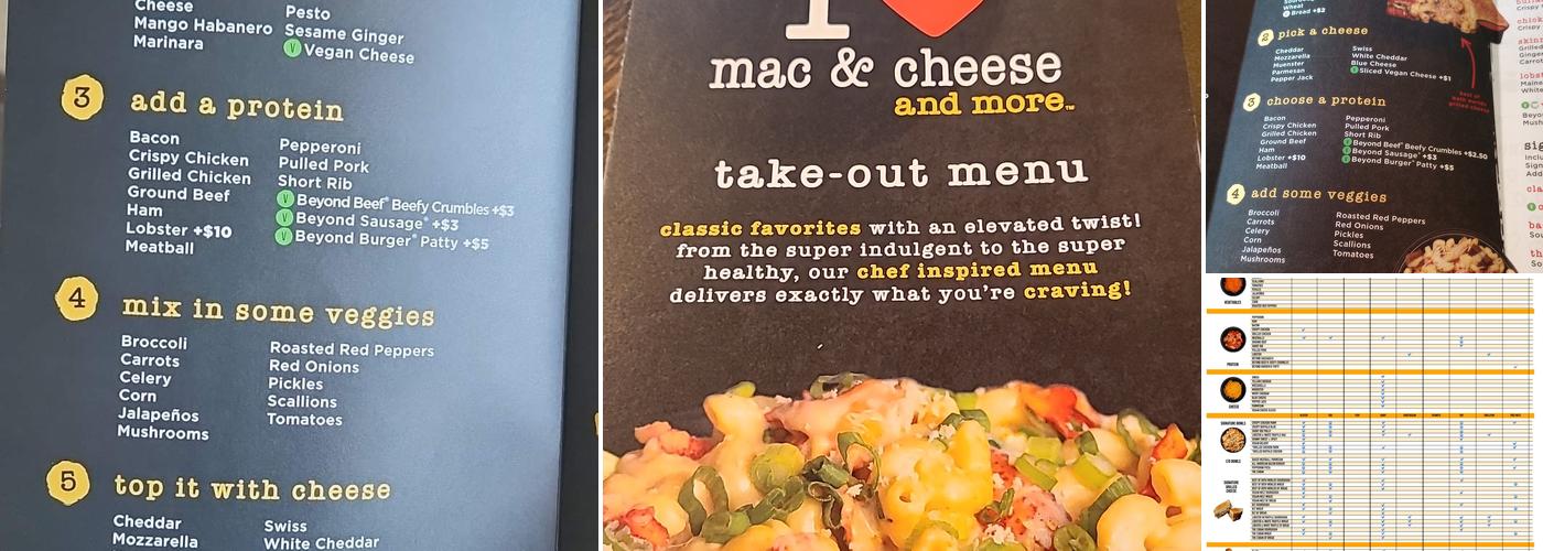 I Heart Mac & Cheese Menu