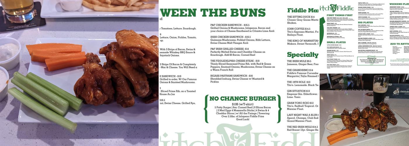 Pitch and Fiddle Fair Oaks Menu