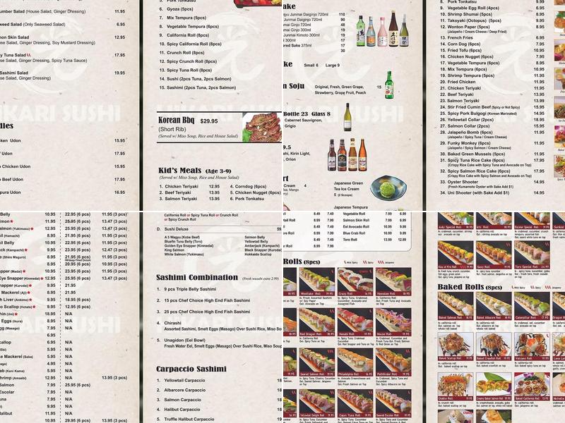 Hikari Sushi Westlake Village Menu