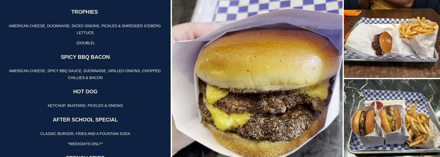Trophies Burger Club Menu