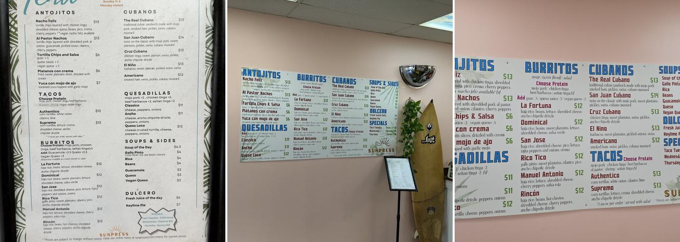 SunPress Menu