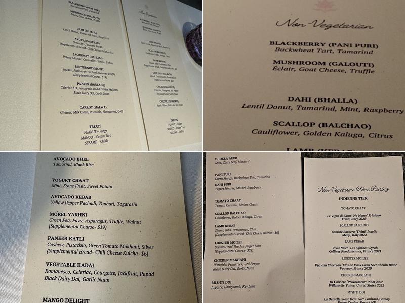 Indienne Menu