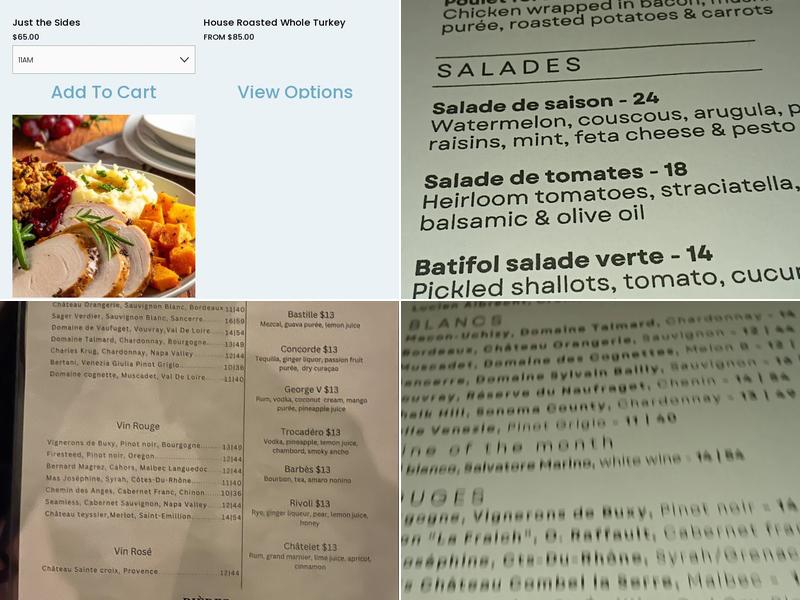 Batifol Menu