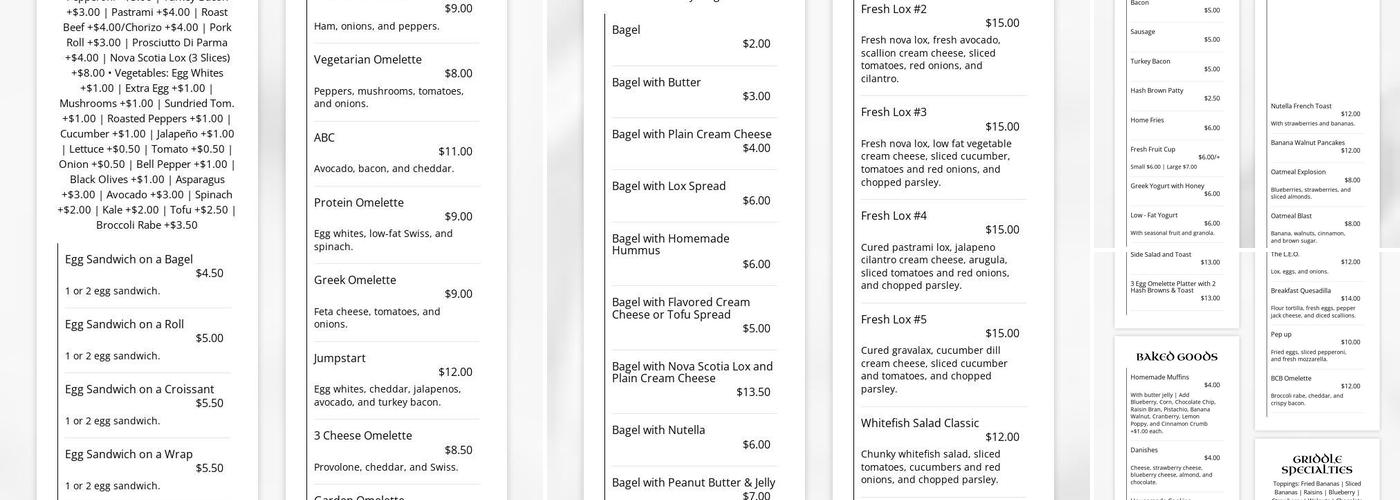Bagel Pub Menu