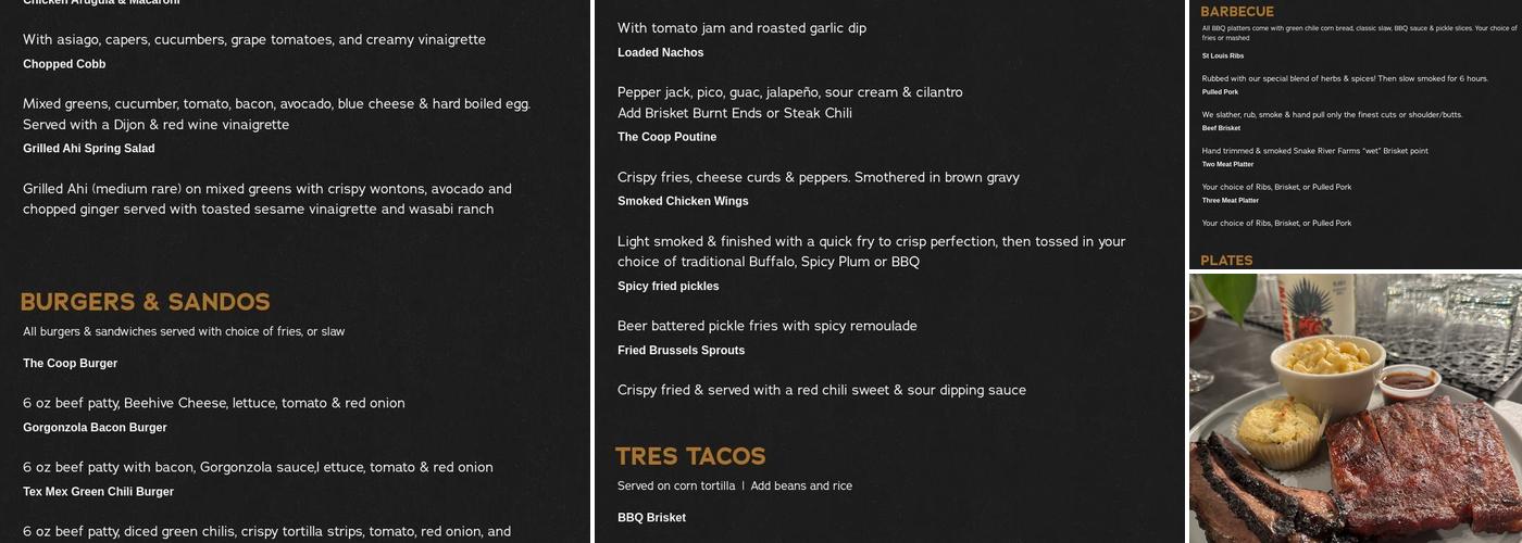 The Coop by Roosters Menu