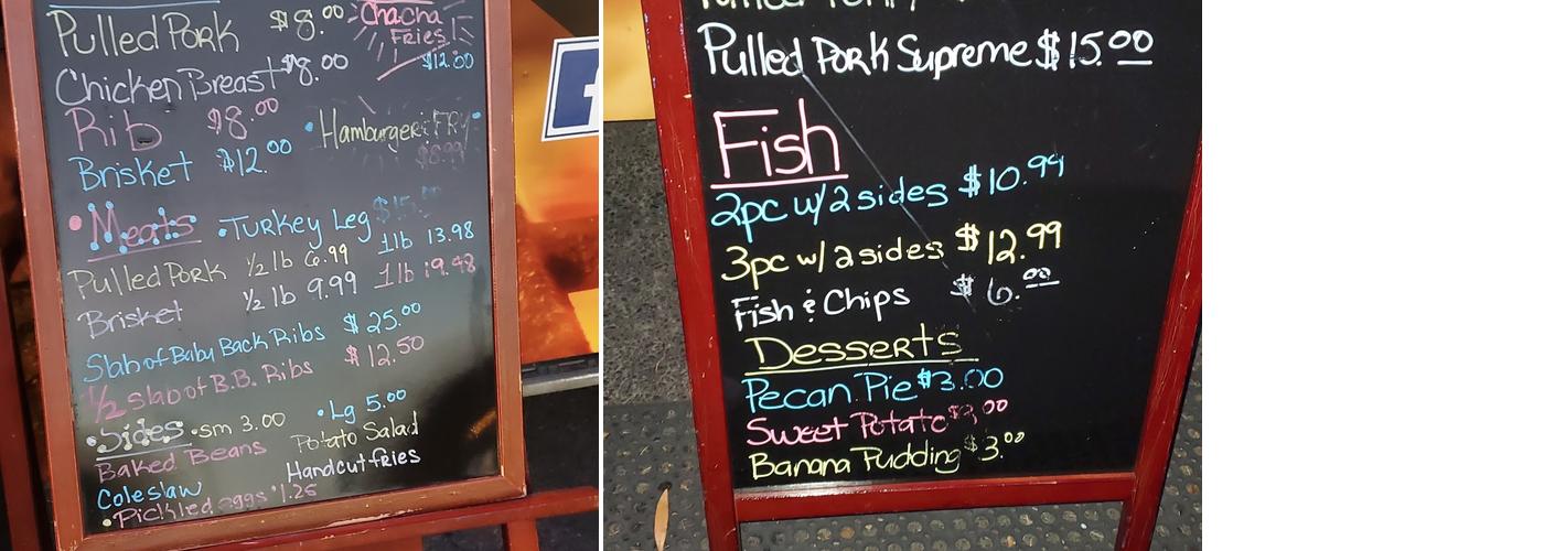 Wade’s BBQ Menu