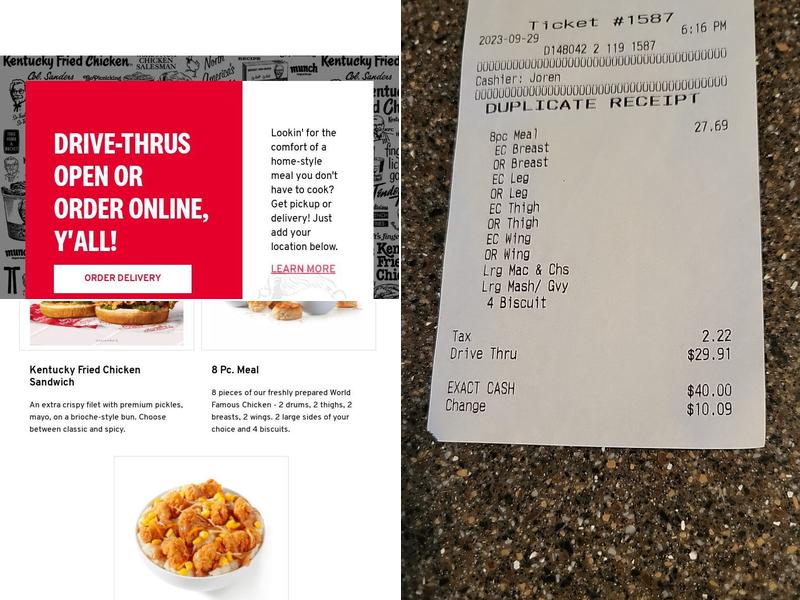 KFC Menu