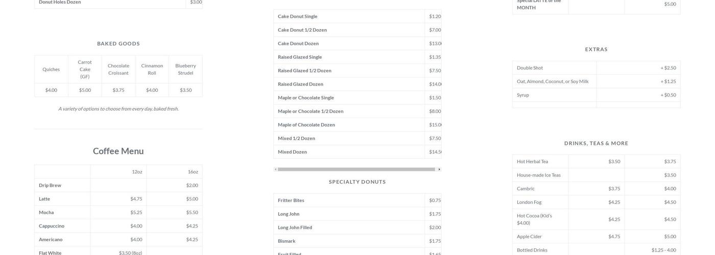 City On A Hill Coffee & Roastery Menu