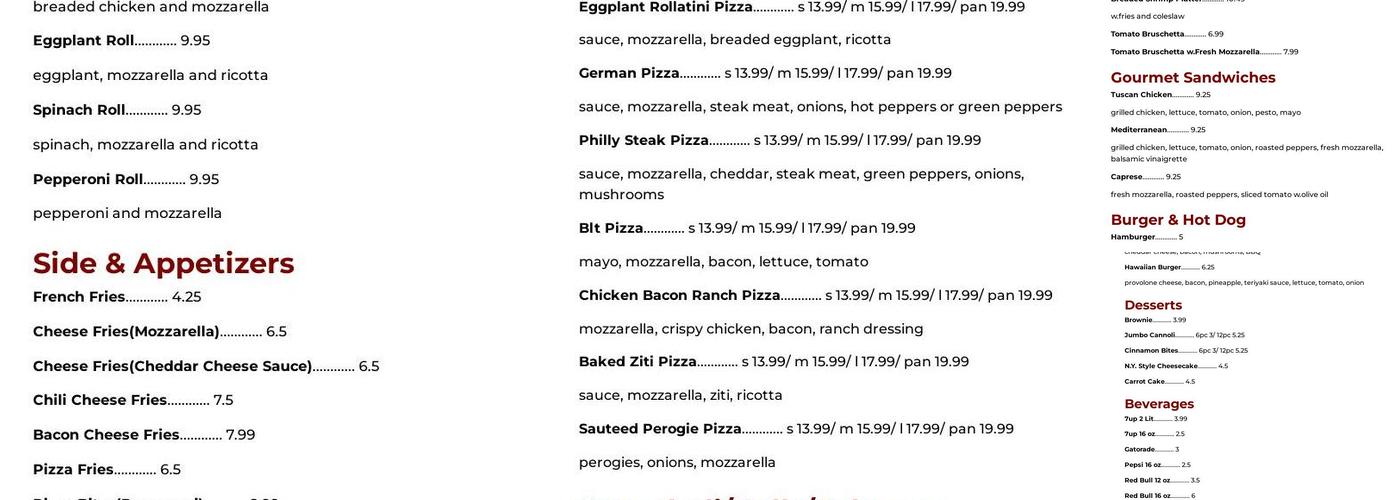 Pizza & Burger Hub Menu