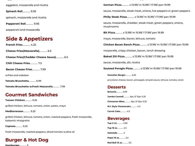 Pizza & Burger Hub Menu