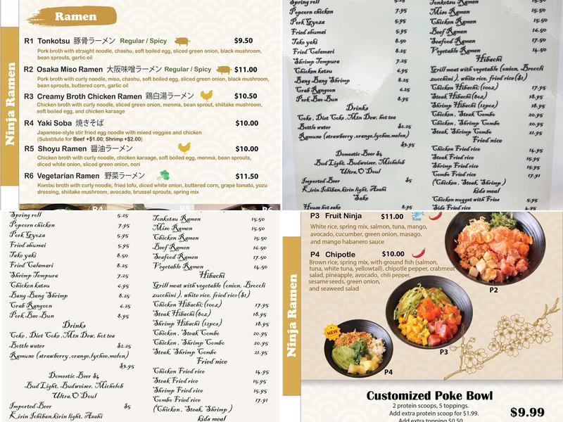 Ninja Ramen Menu