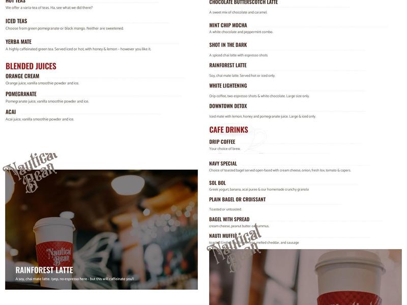 Nautical Bean Menu
