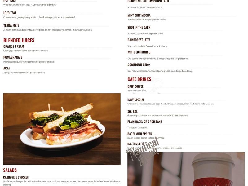 Nautical Bean Menu