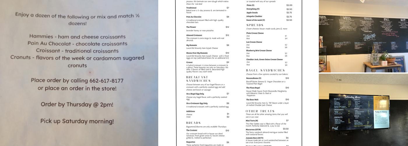 Proof Bakery Menu