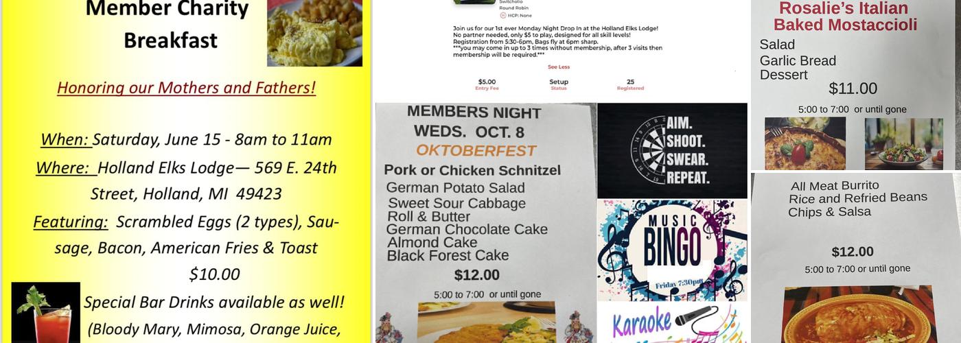 Elks Lodge Menu