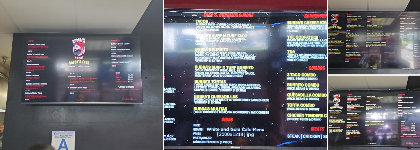 Bubba's Tacos Menu