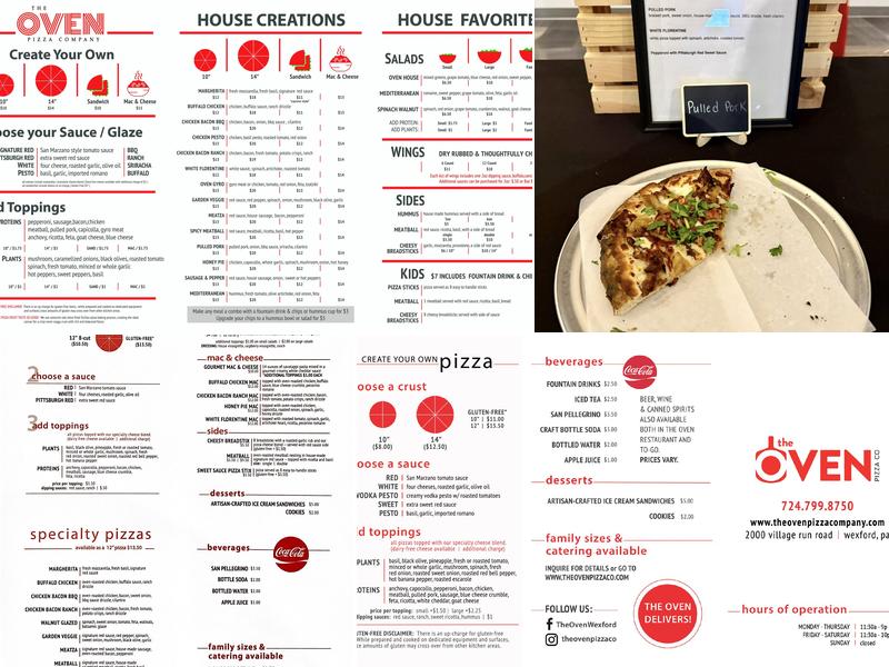 The Oven Pizza Co. (Catering) Menu