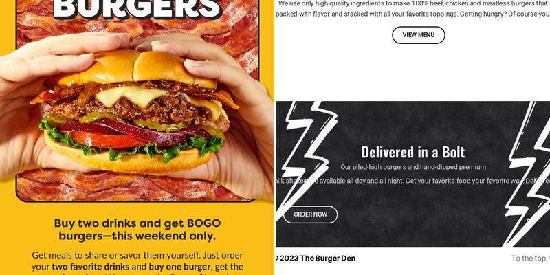 The Burger Den Menu