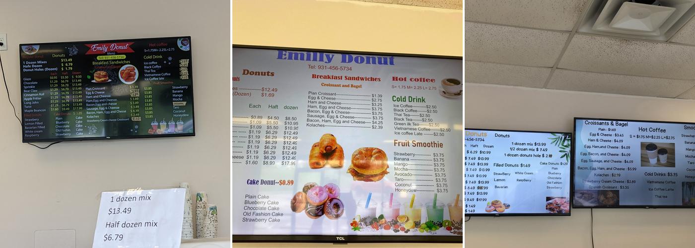 Emily Donuts Menu